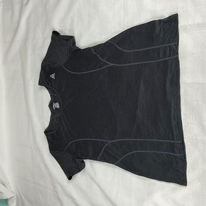 Reebok Dark Gray Black Casual Active Rounded Neck Short Sleeve Top Size Large